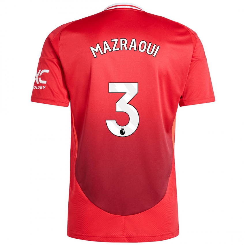 Hombre Camiseta Noussair Mazraoui #3 Rojo Brillante 1ª Equipación 2024/25 La Camisa México