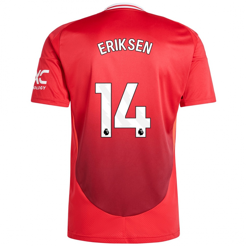 Hombre Camiseta Christian Eriksen #14 Rojo Brillante 1ª Equipación 2024/25 La Camisa México