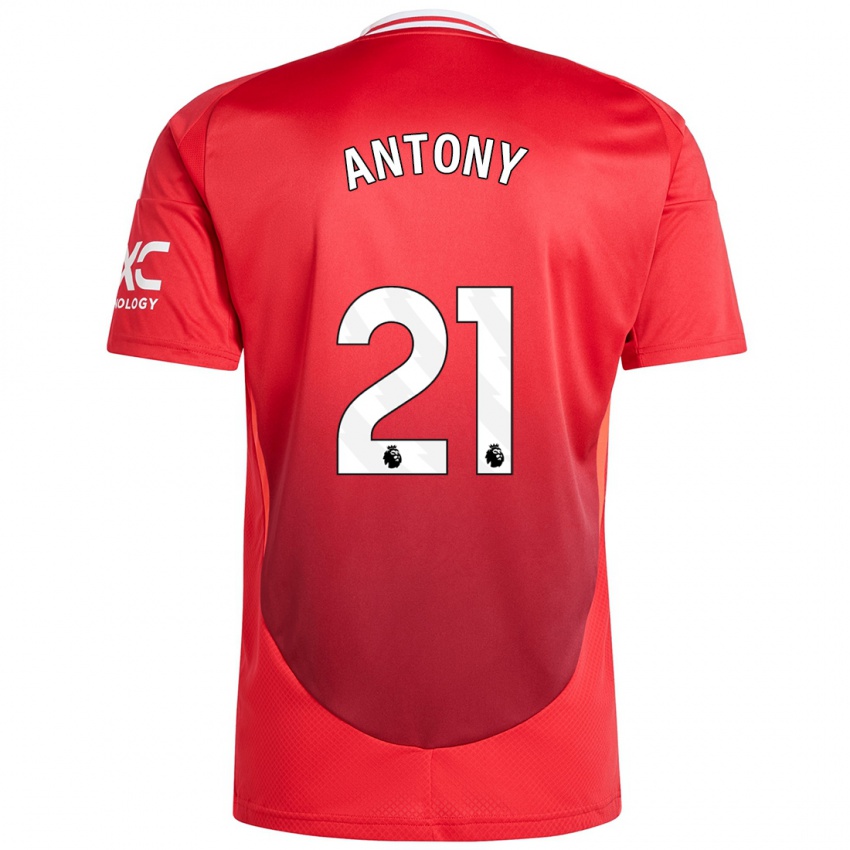 Hombre Camiseta Antony #21 Rojo Brillante 1ª Equipación 2024/25 La Camisa México