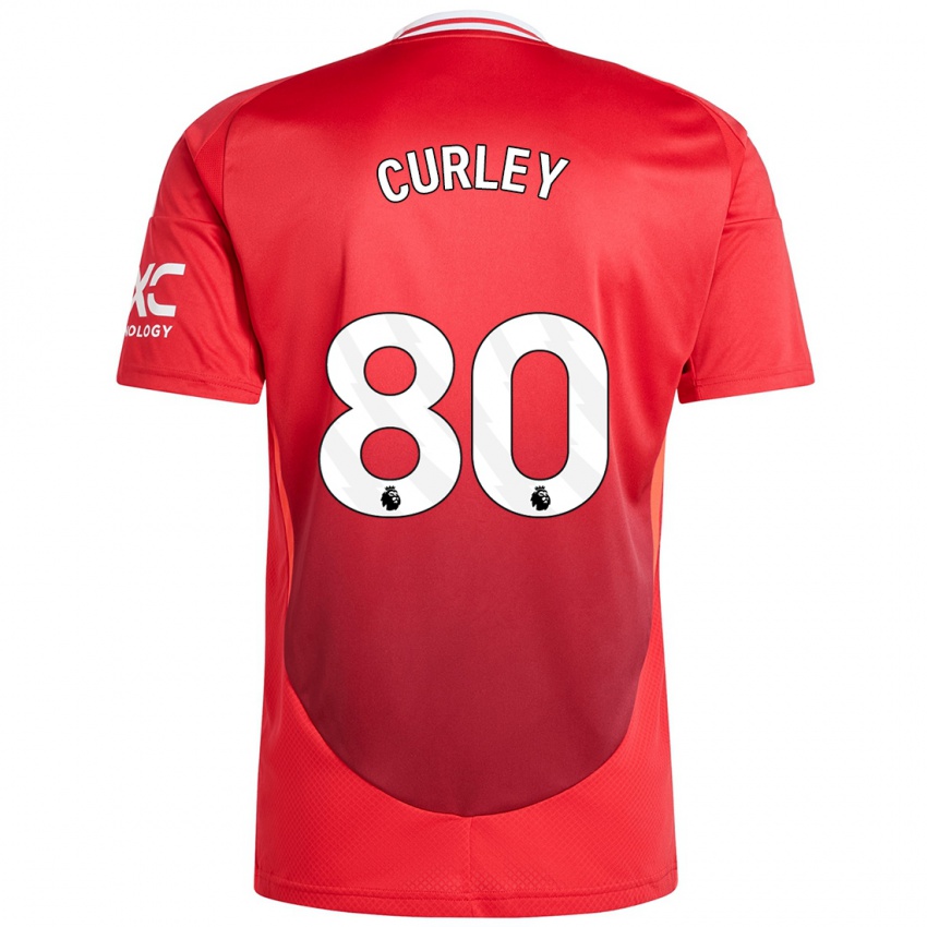 Hombre Camiseta Ruben Curley #80 Rojo Brillante 1ª Equipación 2024/25 La Camisa México