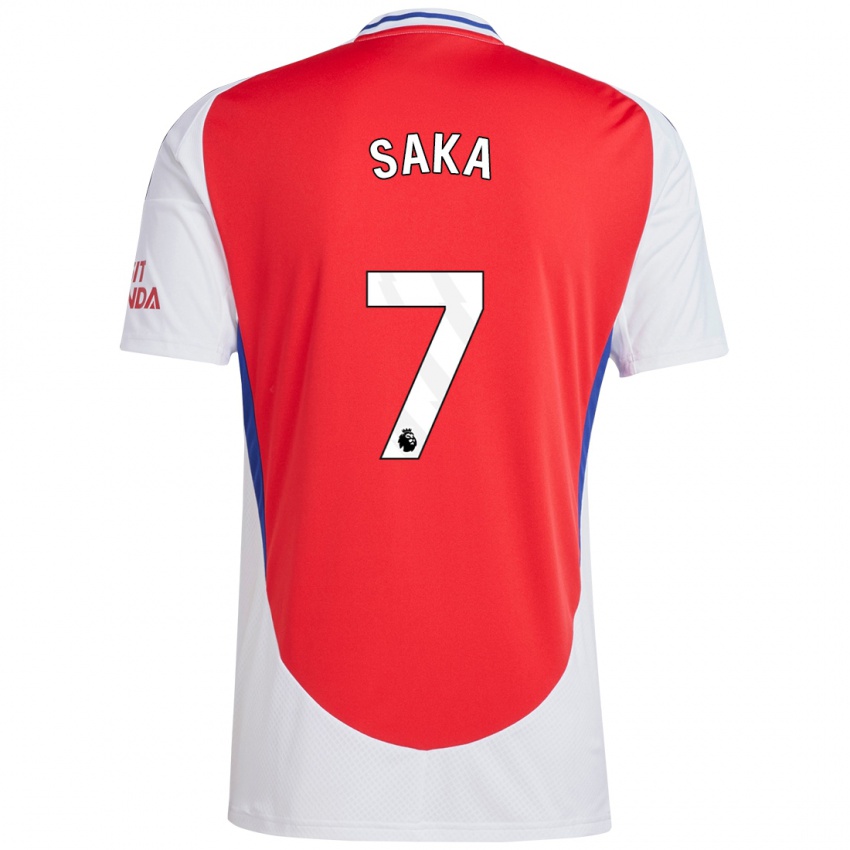 Hombre Camiseta Bukayo Saka #7 Rojo Blanco 1ª Equipación 2024/25 La Camisa México