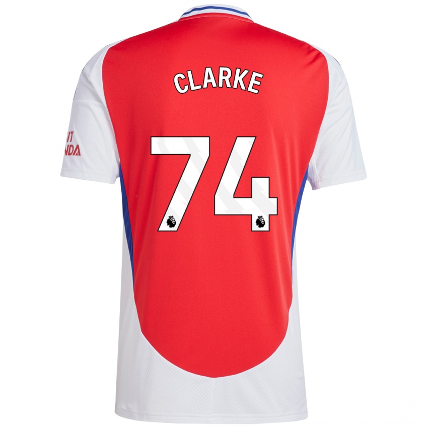 Hombre Camiseta Brayden Clarke #74 Rojo Blanco 1ª Equipación 2024/25 La Camisa México