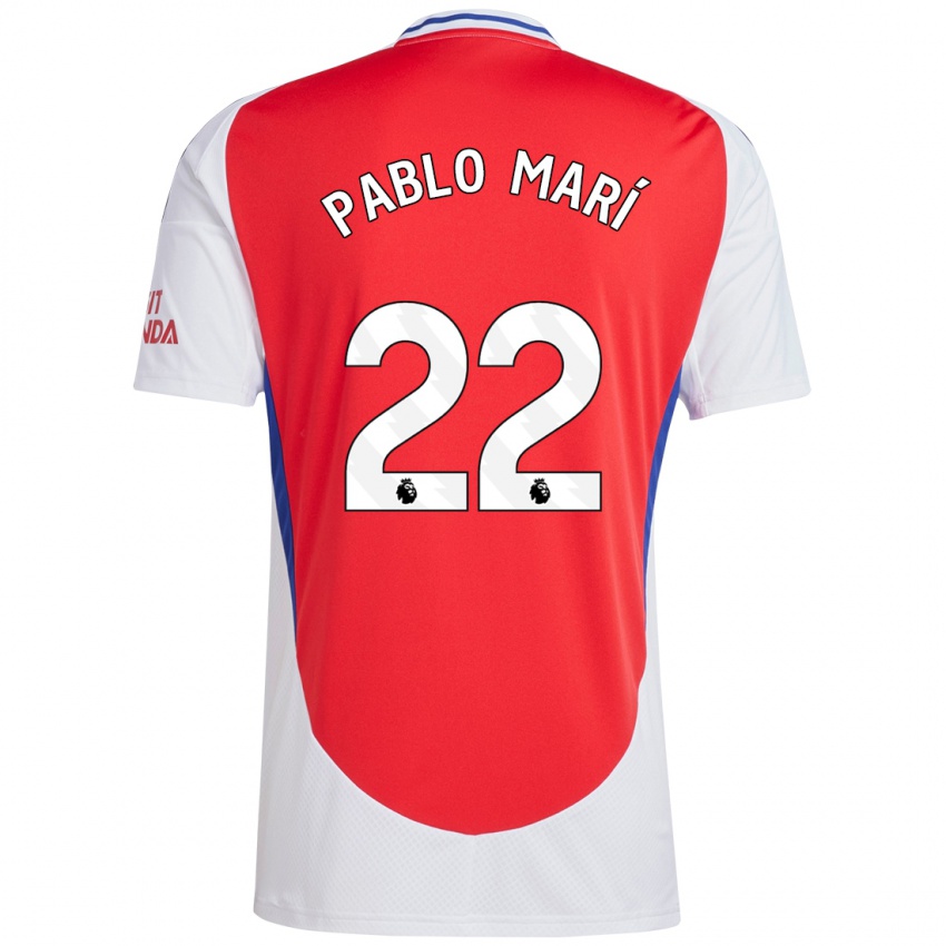 Hombre Camiseta Pablo Mari #22 Rojo Blanco 1ª Equipación 2024/25 La Camisa México