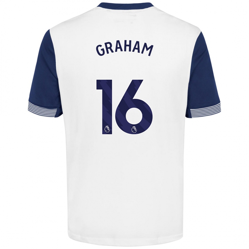 Hombre Camiseta Kit Graham #16 Blanco Azul 1ª Equipación 2024/25 La Camisa México