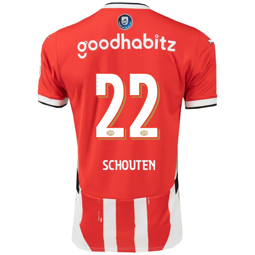 Hombre Camiseta Jerdy Schouten #22 Rojo Blanco 1ª Equipación 2024/25 La Camisa México