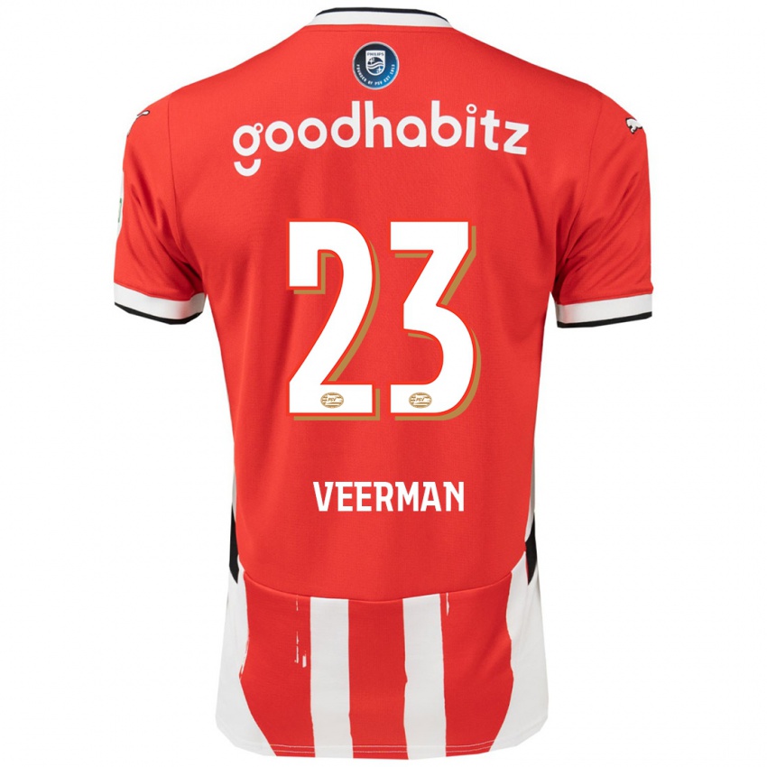 Hombre Camiseta Joey Veerman #23 Rojo Blanco 1ª Equipación 2024/25 La Camisa México