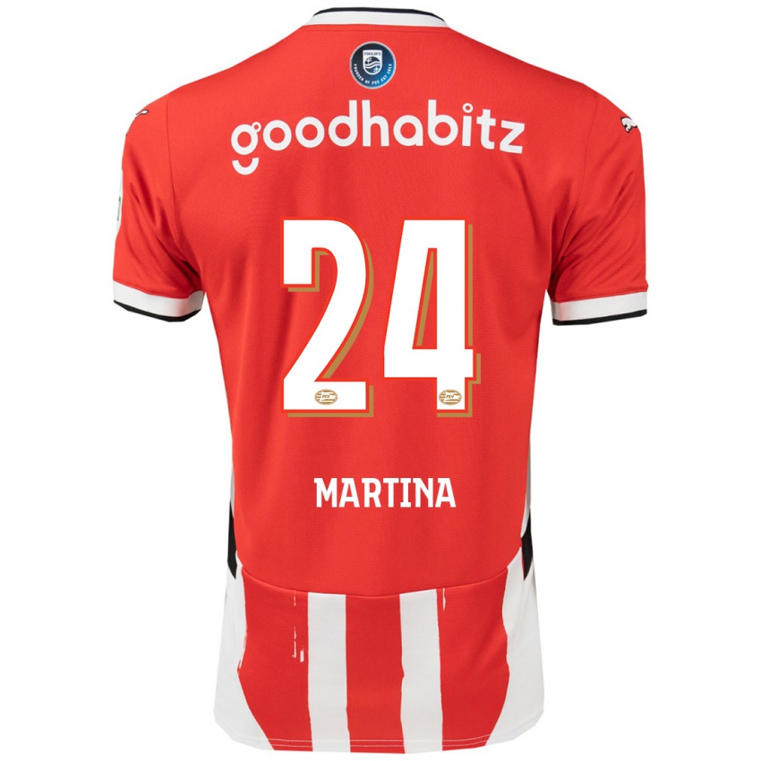 Hombre Camiseta Shijona Martina #24 Rojo Blanco 1ª Equipación 2024/25 La Camisa México