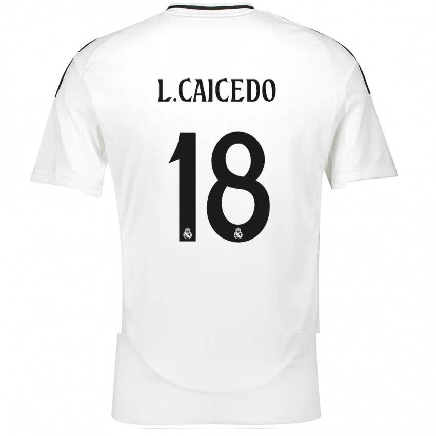 Hombre Camiseta Linda Caicedo #18 Blanco 1ª Equipación 2024/25 La Camisa México