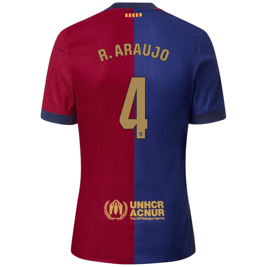 Hombre Camiseta Ronald Araújo #4 Azul Rojo 1ª Equipación 2024/25 La Camisa México