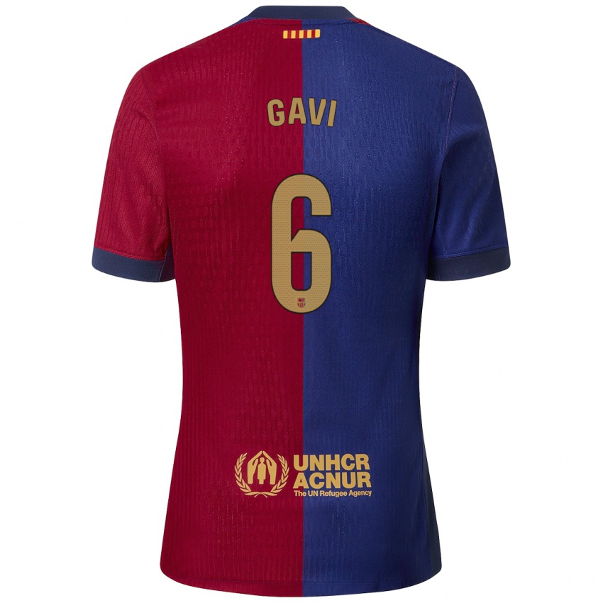 Hombre Camiseta Gavi #6 Azul Rojo 1ª Equipación 2024/25 La Camisa México