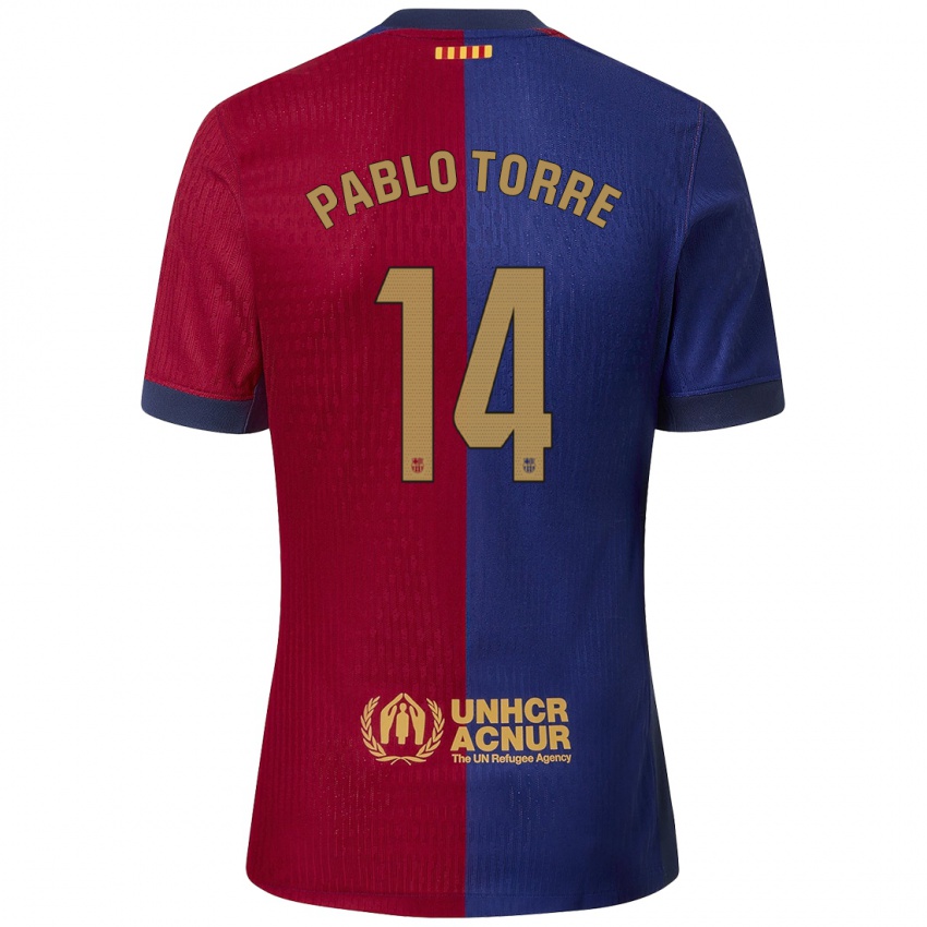 Hombre Camiseta Pablo Torre #14 Azul Rojo 1ª Equipación 2024/25 La Camisa México