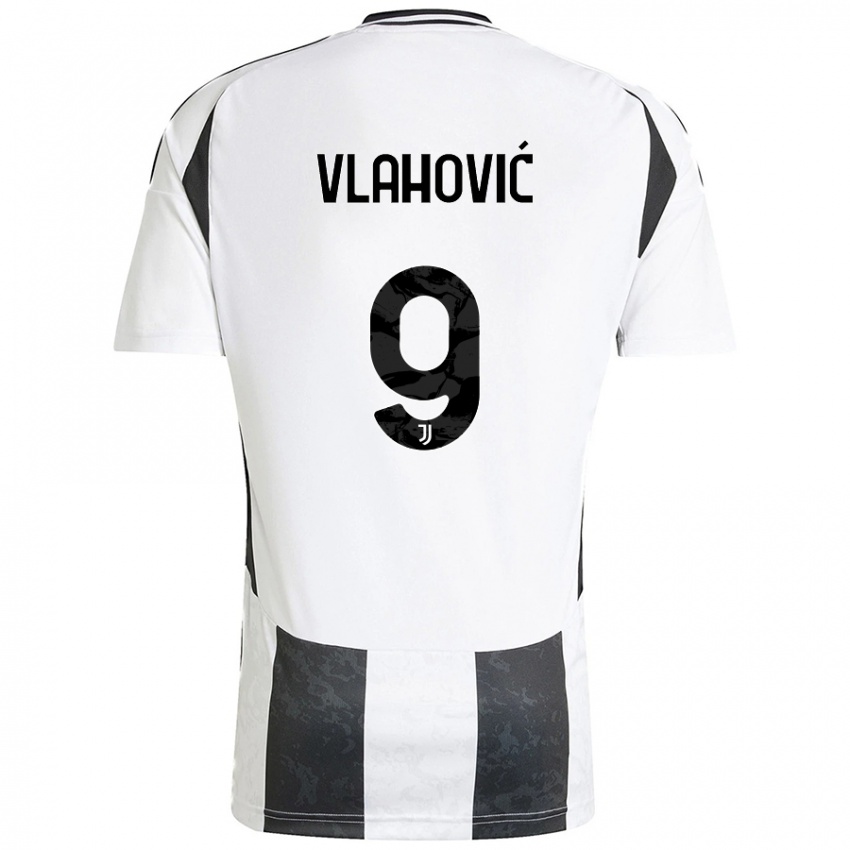 Hombre Camiseta Dusan Vlahovic #9 Blanco Negro 1ª Equipación 2024/25 La Camisa México