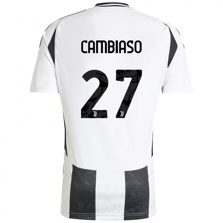 Hombre Camiseta Andrea Cambiaso #27 Blanco Negro 1ª Equipación 2024/25 La Camisa México