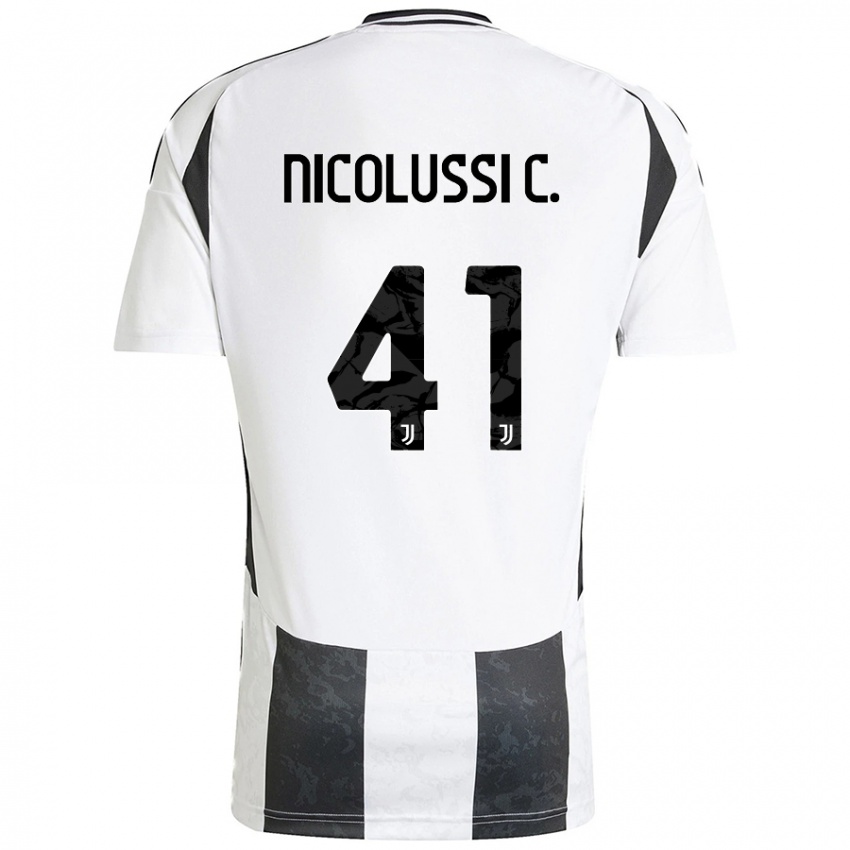 Hombre Camiseta Hans Nicolussi Caviglia #41 Blanco Negro 1ª Equipación 2024/25 La Camisa México