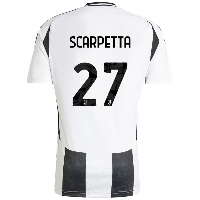 Hombre Camiseta Jacopo Scarpetta #27 Blanco Negro 1ª Equipación 2024/25 La Camisa México