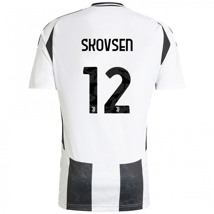 Hombre Camiseta Matilde Lundorf Skovsen #12 Blanco Negro 1ª Equipación 2024/25 La Camisa México