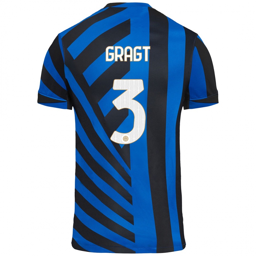 Hombre Camiseta Stefanie Van Der Gragt #3 Azul Negro 1ª Equipación 2024/25 La Camisa México