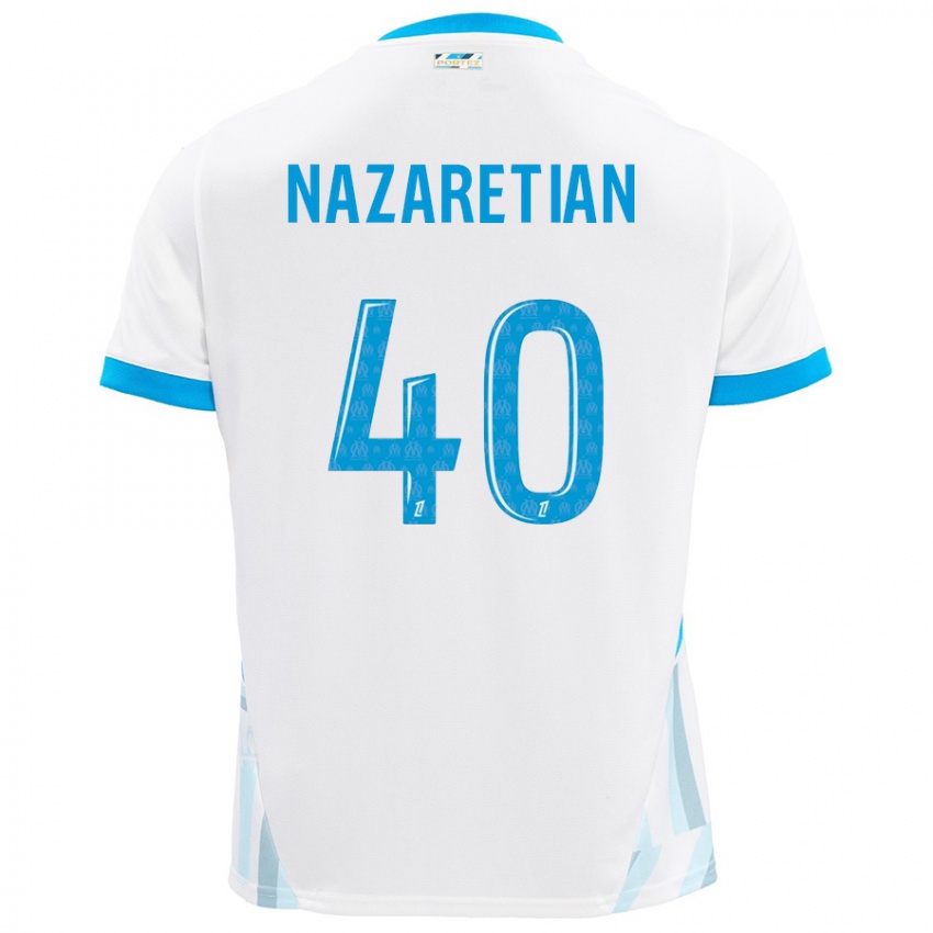 Hombre Camiseta Manuel Nazaretian #40 Blanco Azul Cielo 1ª Equipación 2024/25 La Camisa México