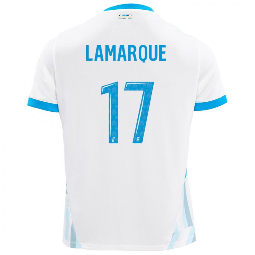 Hombre Camiseta Alais Lamarque #17 Blanco Azul Cielo 1ª Equipación 2024/25 La Camisa México