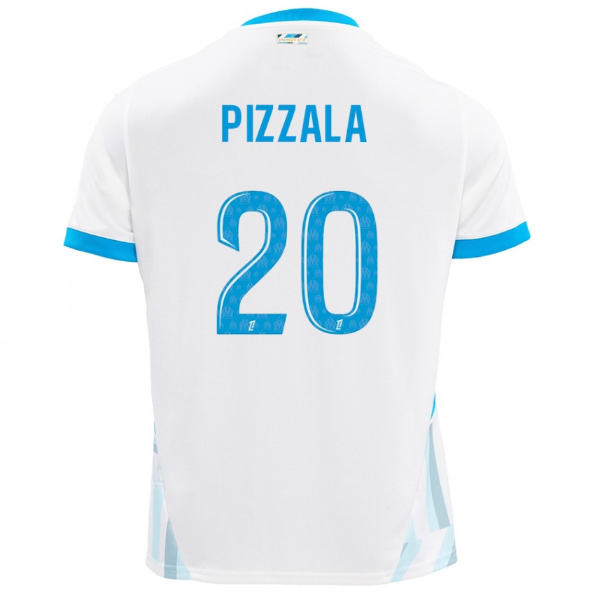 Hombre Camiseta Caroline Pizzala #20 Blanco Azul Cielo 1ª Equipación 2024/25 La Camisa México