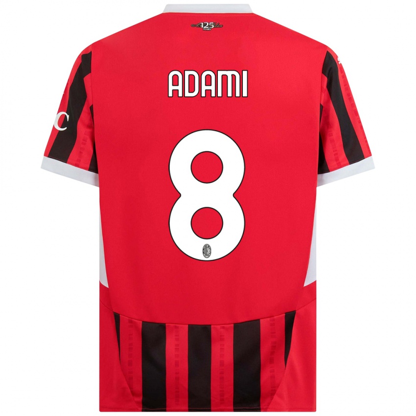 Hombre Camiseta Greta Adami #8 Rojo Negro 1ª Equipación 2024/25 La Camisa México