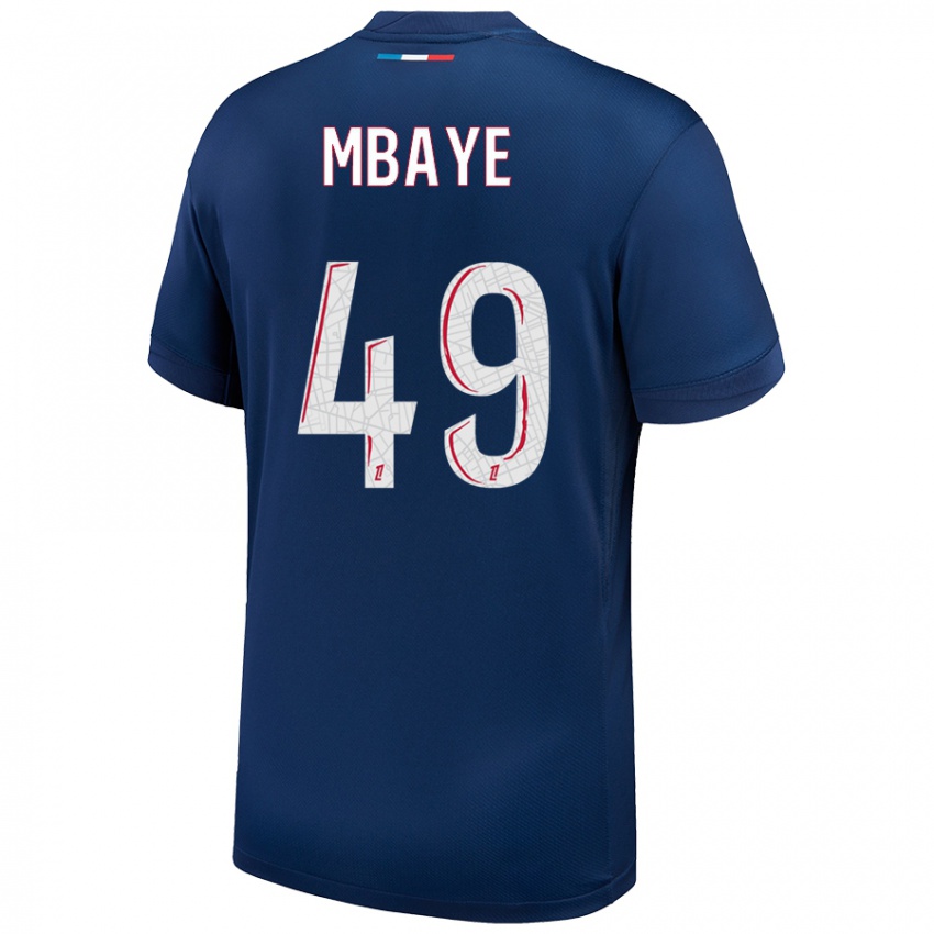 Hombre Camiseta Ibrahim Mbaye #49 Azul Marino Blanco 1ª Equipación 2024/25 La Camisa México