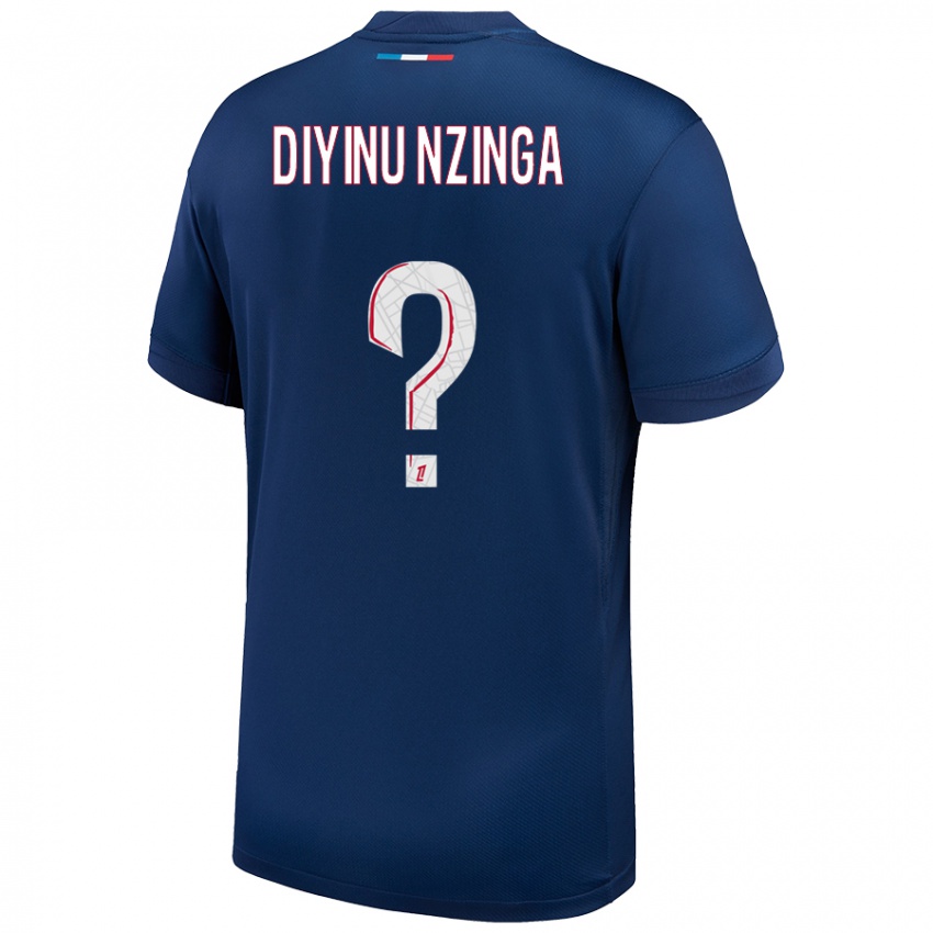 Hombre Camiseta Vainqueur Diyinu Nzinga #0 Azul Marino Blanco 1ª Equipación 2024/25 La Camisa México