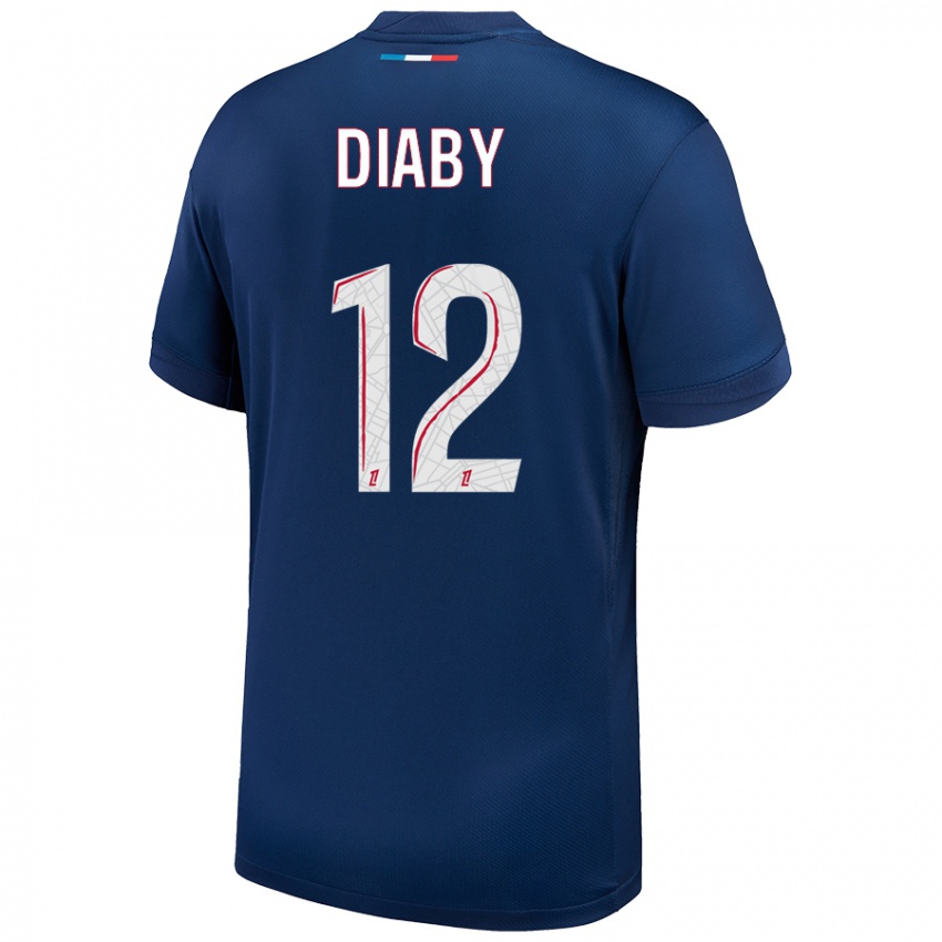 Hombre Camiseta Ibrahima Diaby #12 Azul Marino Blanco 1ª Equipación 2024/25 La Camisa México