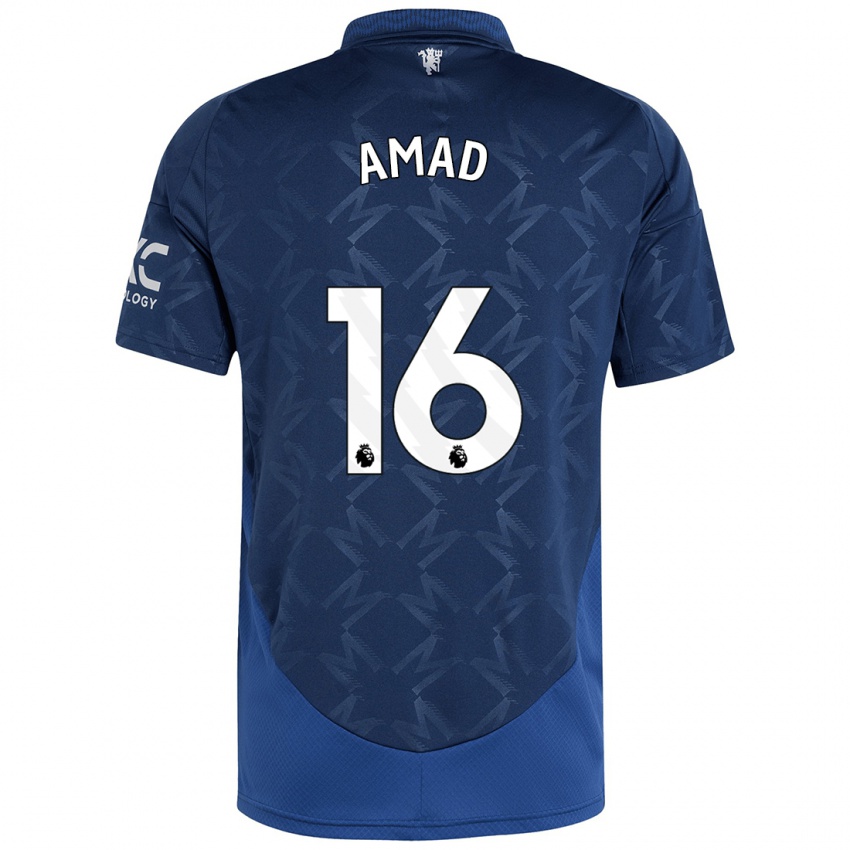 Hombre Camiseta Amad Diallo #16 Índigo 2ª Equipación 2024/25 La Camisa México