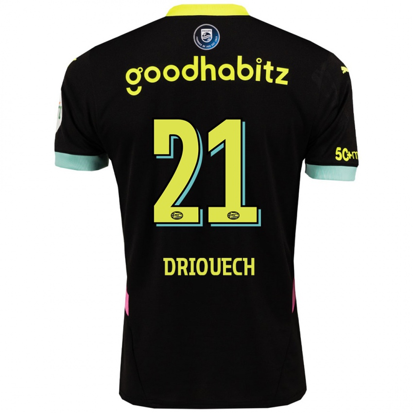 Hombre Camiseta Couhaib Driouech #21 Negro Amarillo 2ª Equipación 2024/25 La Camisa México