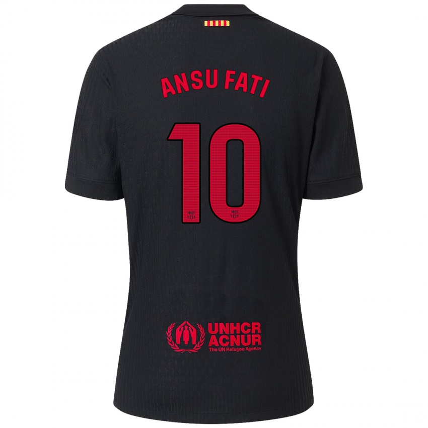 Hombre Camiseta Ansu Fati 10 Negro Rojo 2 Equipacion 2024 25 La Camisa Mexico