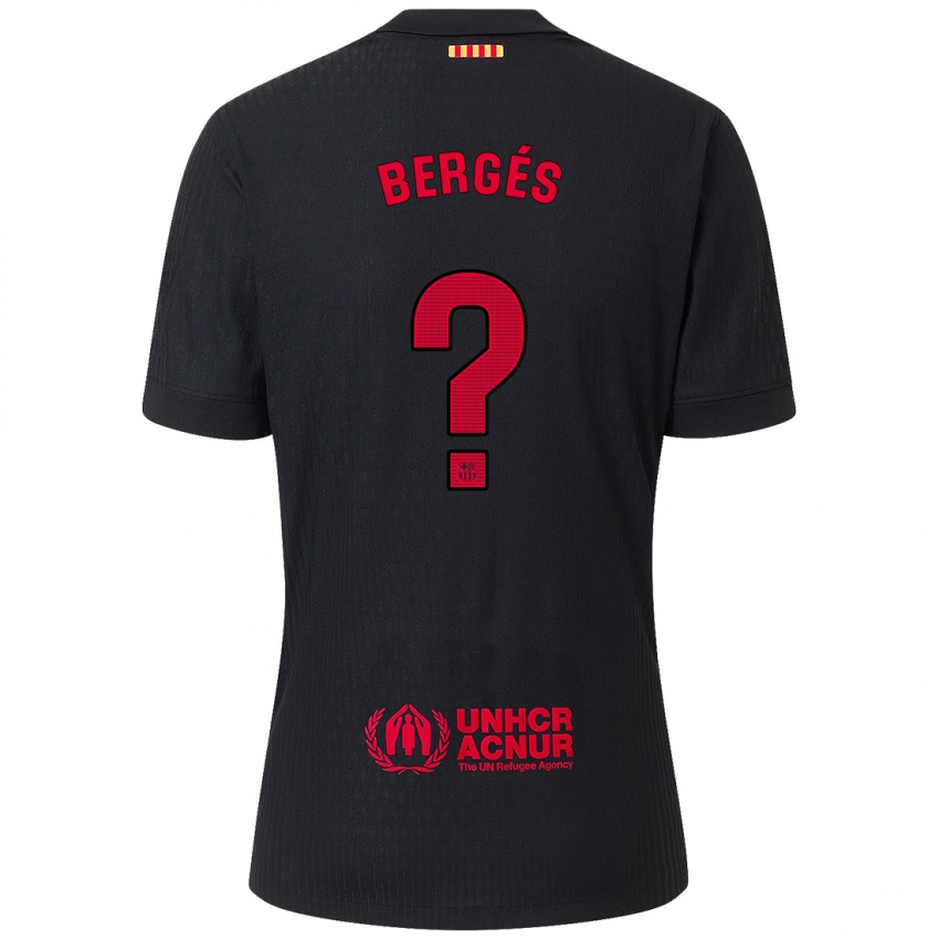 Hombre Camiseta Pau Bergés #0 Negro Rojo 2ª Equipación 2024/25 La Camisa México