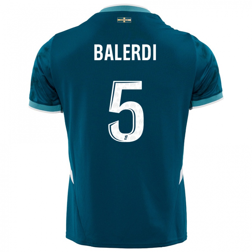 Hombre Camiseta Leonardo Balerdi #5 Azul Turquesa 2ª Equipación 2024/25 La Camisa México