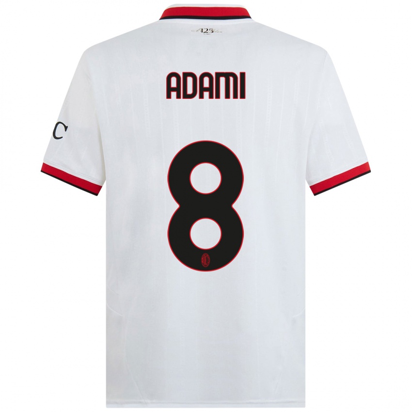 Hombre Camiseta Greta Adami #8 Blanco Negro Rojo 2ª Equipación 2024/25 La Camisa México