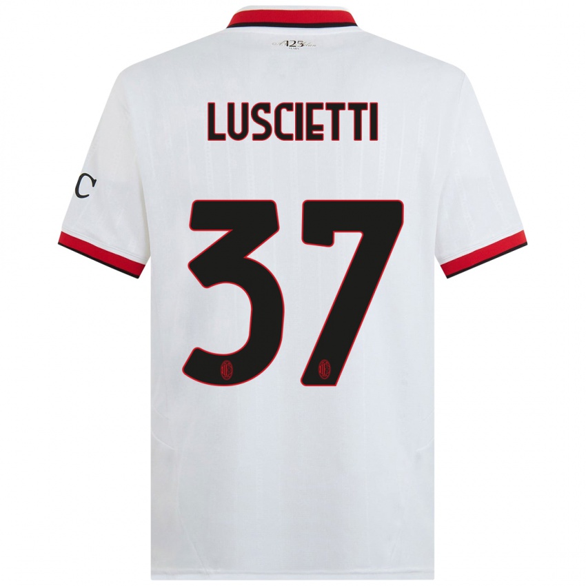 Hombre Camiseta Abebe Luscietti #37 Blanco Negro Rojo 2ª Equipación 2024/25 La Camisa México