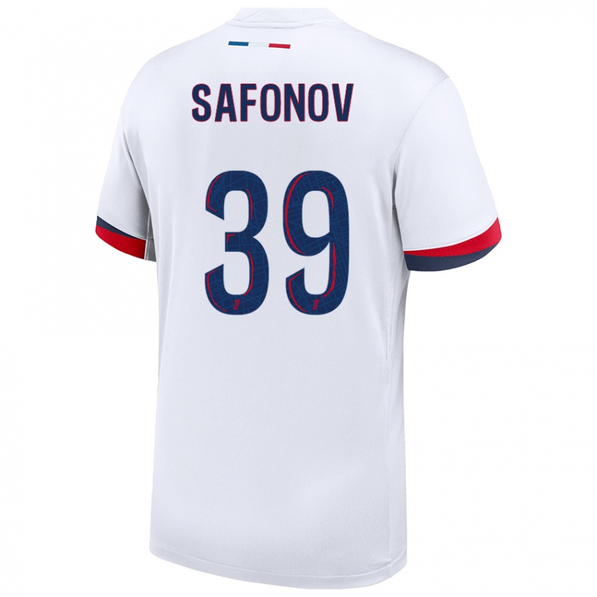 Hombre Camiseta Matvey Safonov #39 Blanco Azul Rojo 2ª Equipación 2024/25 La Camisa México