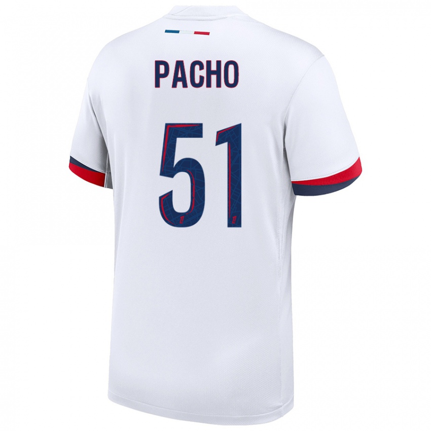 Hombre Camiseta Willian Pacho #51 Blanco Azul Rojo 2ª Equipación 2024/25 La Camisa México