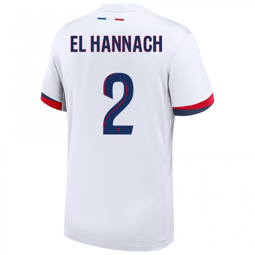 Hombre Camiseta Naoufel El Hannach #2 Blanco Azul Rojo 2ª Equipación 2024/25 La Camisa México