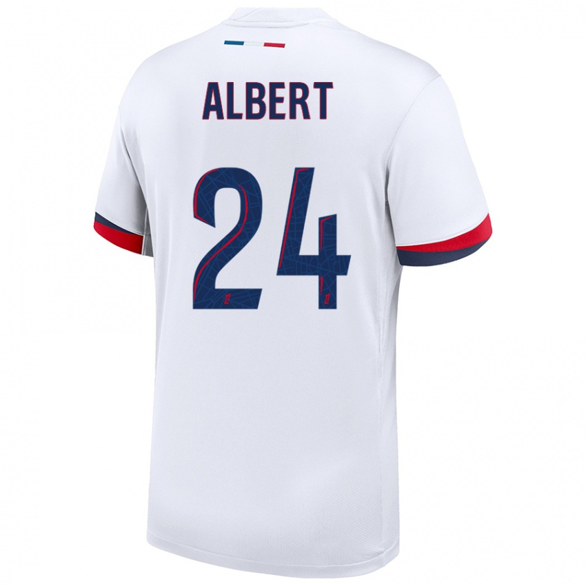 Hombre Camiseta Korbin Albert #24 Blanco Azul Rojo 2ª Equipación 2024/25 La Camisa México