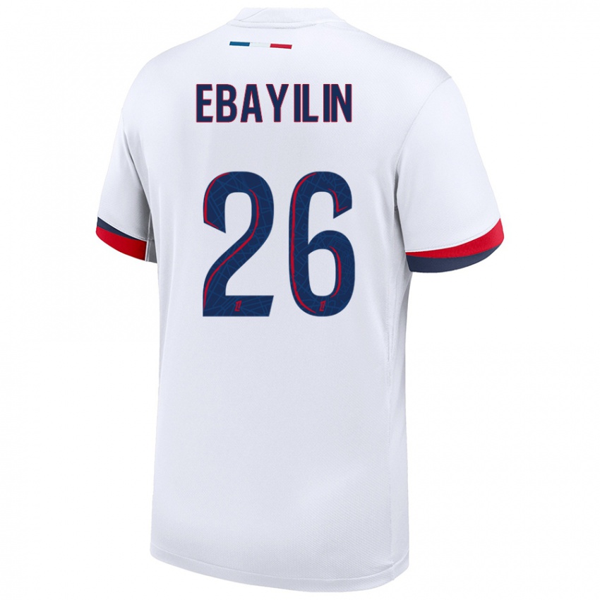 Hombre Camiseta Anaïs Ebayilin #26 Blanco Azul Rojo 2ª Equipación 2024/25 La Camisa México