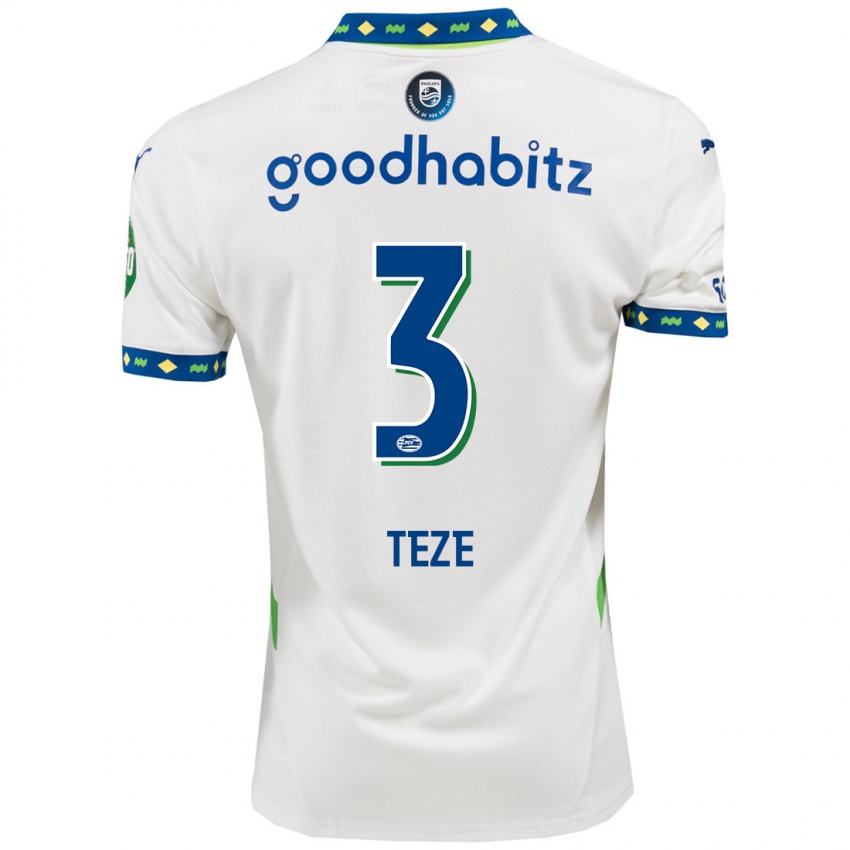 Hombre Camiseta Jordan Teze #3 Blanco Azul Oscuro Equipación Tercera 2024/25 La Camisa México