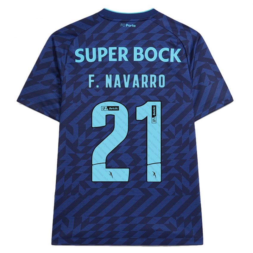 Hombre Camiseta Fran Navarro #21 Azul Marino Equipación Tercera 2024/25 La Camisa México