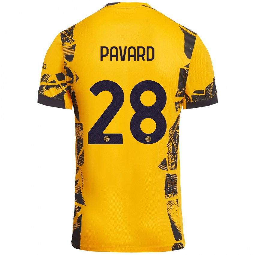 Hombre Camiseta Benjamin Pavard #28 Dorado Negro Equipación Tercera 2024/25 La Camisa México