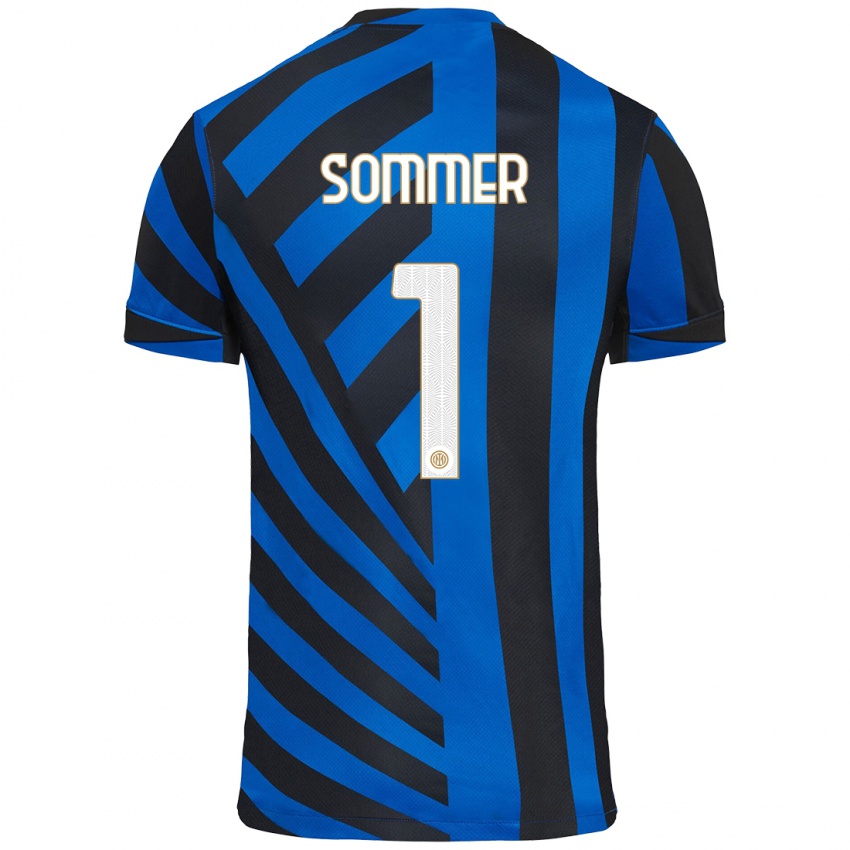 Mujer Camiseta Yann Sommer #1 Azul Negro 1ª Equipación 2024/25 La Camisa México