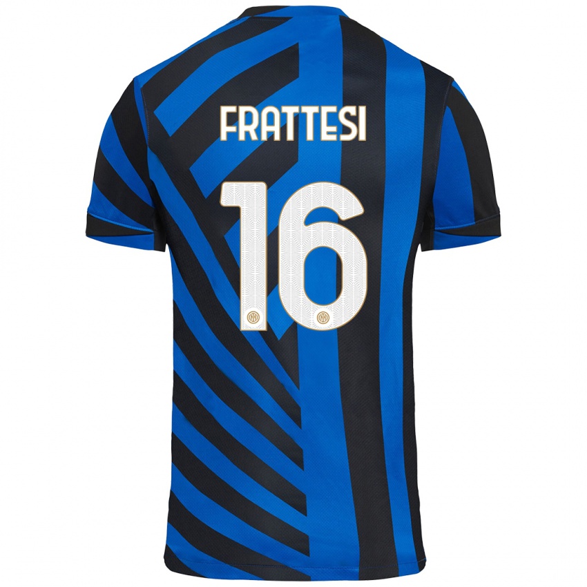 Mujer Camiseta Davide Frattesi #16 Azul Negro 1ª Equipación 2024/25 La Camisa México