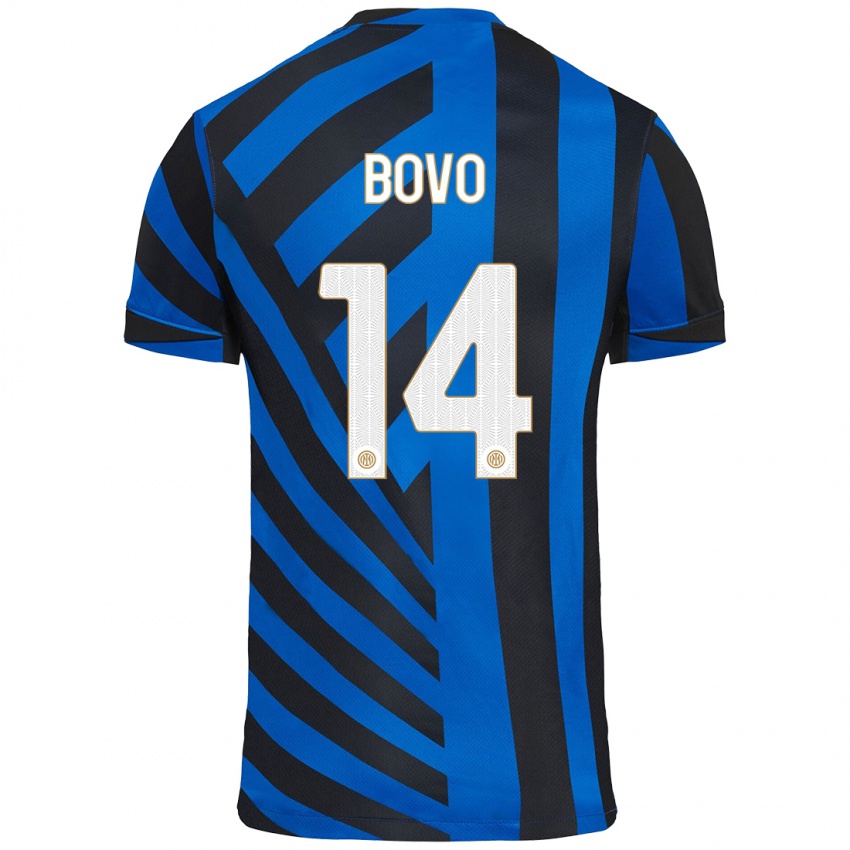 Mujer Camiseta Leonardo Bovo #14 Azul Negro 1ª Equipación 2024/25 La Camisa México