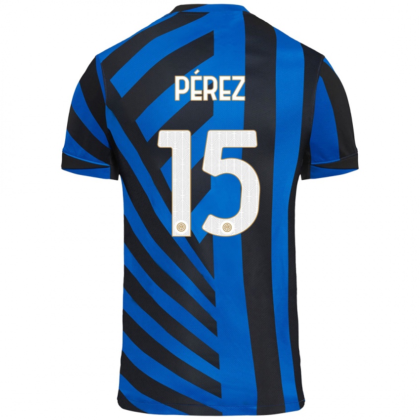 Mujer Camiseta Álex Pérez #15 Azul Negro 1ª Equipación 2024/25 La Camisa México