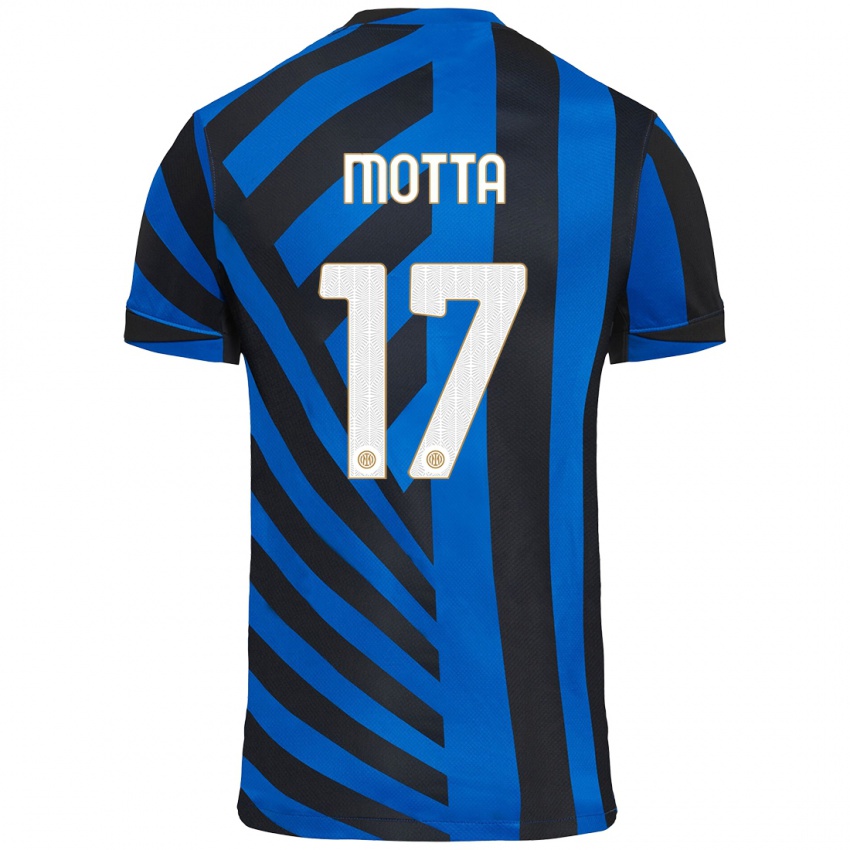 Mujer Camiseta Matteo Motta #17 Azul Negro 1ª Equipación 2024/25 La Camisa México