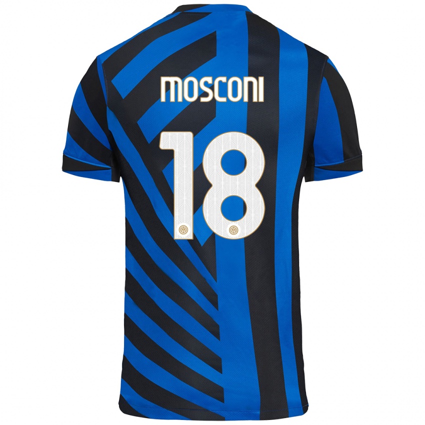 Mujer Camiseta Mattia Mosconi #18 Azul Negro 1ª Equipación 2024/25 La Camisa México