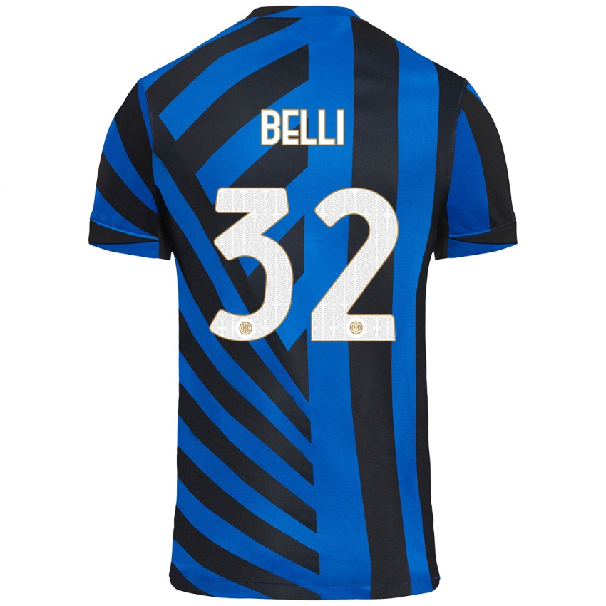 Mujer Camiseta Elena Belli #32 Azul Negro 1ª Equipación 2024/25 La Camisa México